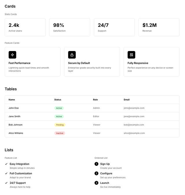 Minimal Design System Preview